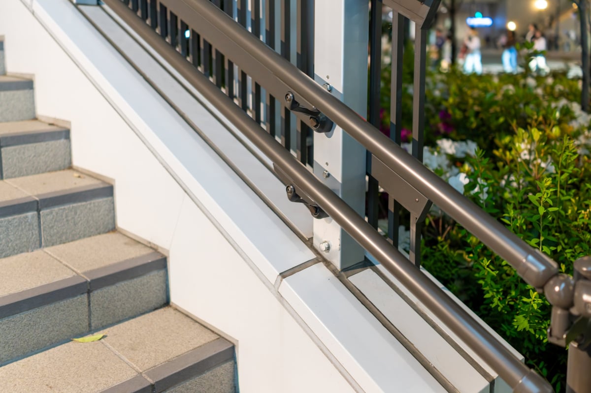 Outdoor stairway with handrails
